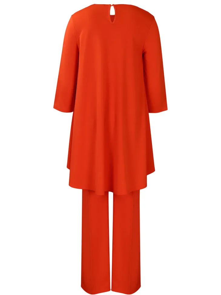 Asymmetric Hem Top Wide Leg Pants Set