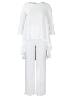Asymmetric Hem Top Wide Leg Pants Set