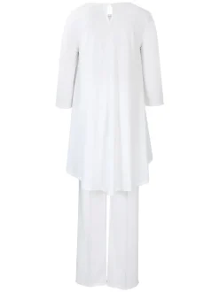 Asymmetric Hem Top Wide Leg Pants Set