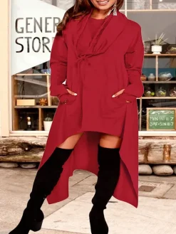 Asymmetric Long Sleeve Sweatshirts Tunic Top