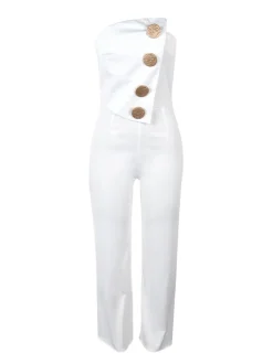 Asymmetrical Sleeveless Strapless Jumpsuit