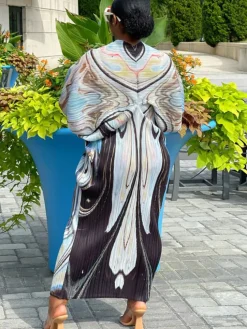 Bat Sleeve Floral Print Midi Dress