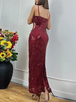 Beaded Mermaid Hollow Out Maxi Dress
