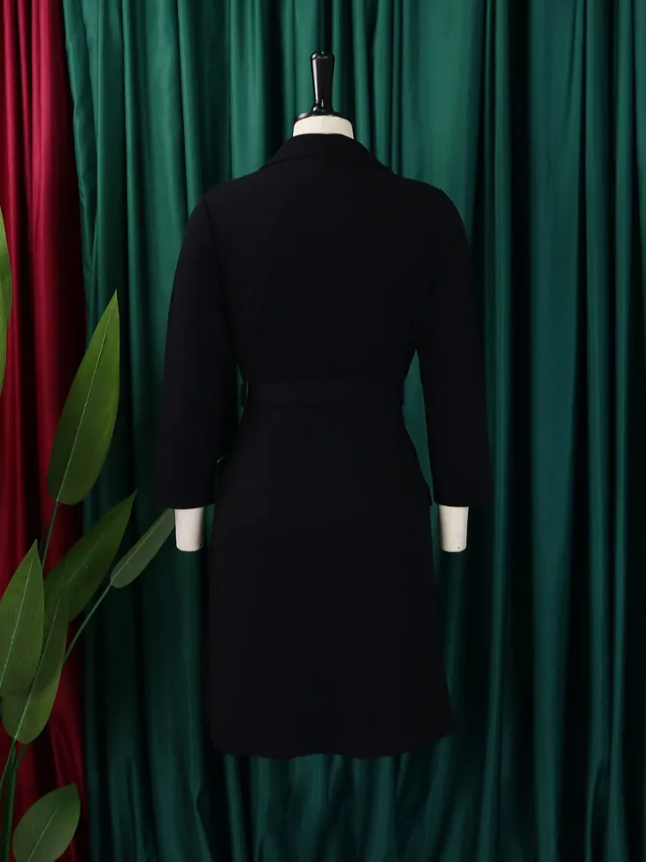 Belted Blazer Pleated Midi Dress