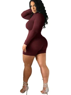 Bodycon Long sleeve Mock Neck Jumpsuit