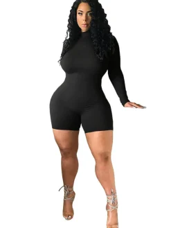 Bodycon Long sleeve Mock Neck Jumpsuit