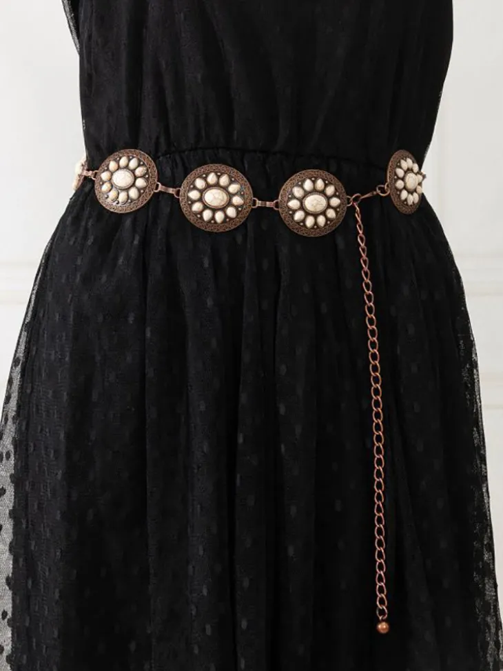 Bohemian Ethnic Turquoise Alloy Chain Belt