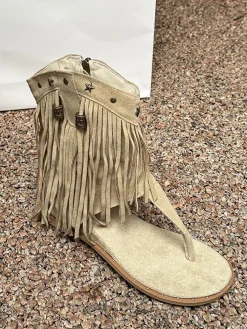 Bohemian Studs Tassel Thong Sandals