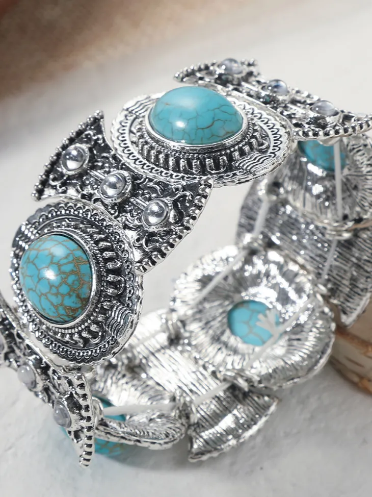 Bohemian Turquoise Earring Bracelet Necklace Sets