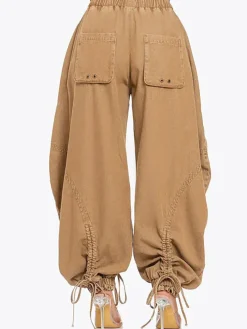 Bow Tie Elastic Waist Loose Jeans