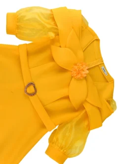 Bow Tie Lantern Sleeve A-Line Dress
