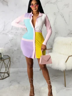 Button Down Shirts Mini Dress