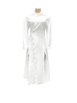 Button-Down Slit Maxi Shirt Dress