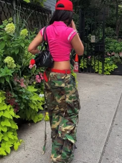 Camouflage Cargo Straight Leg Pants
