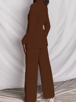 Casual Blazer Long Pants Two Piece Outfits
