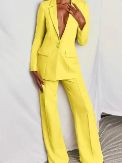 Casual Blazer Long Pants Two Piece Outfits