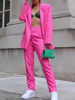 Casual Blazer Long Pants Two Piece Outfits