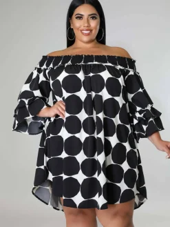 Chiffon Flare Sleeve Printed Mini Dress
