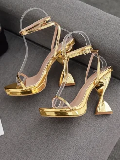 Chunky Open Toe Strappy Platform Heel