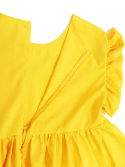 Color Block Ruffle Sleeve Swing Loose Dress