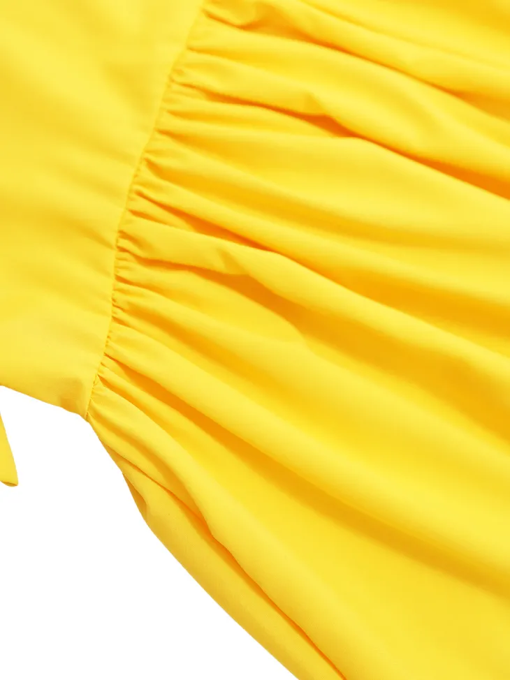 Color Block Ruffle Sleeve Swing Loose Dress