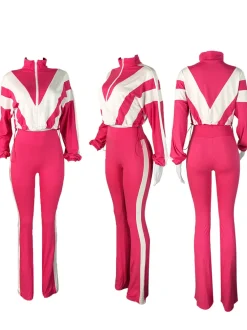 Colorblock Drawstring Waist Tracksuit