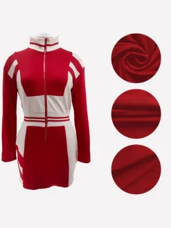 Colorblock Zip Jacket Long Sleeve Dress