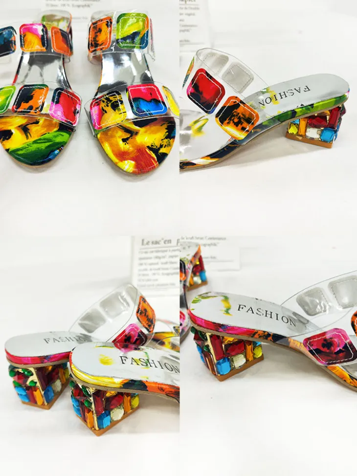 Colorful Applique Chunky Slide