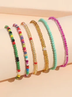 Colorful Beaded Beach Anklet Set