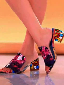 Colorful Crystal Patchwork Chunky Slide