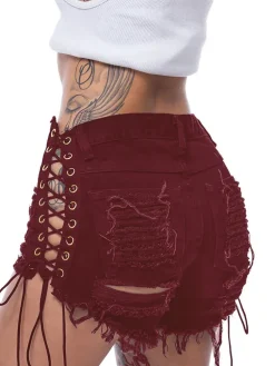 Denim High Waist Distressed Cut Off Denim Jeans Shorts Pants