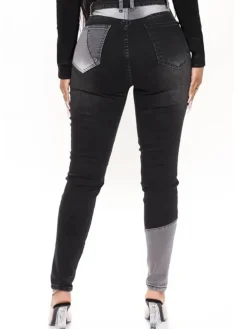 Denim Patchwork High Waist Jeans