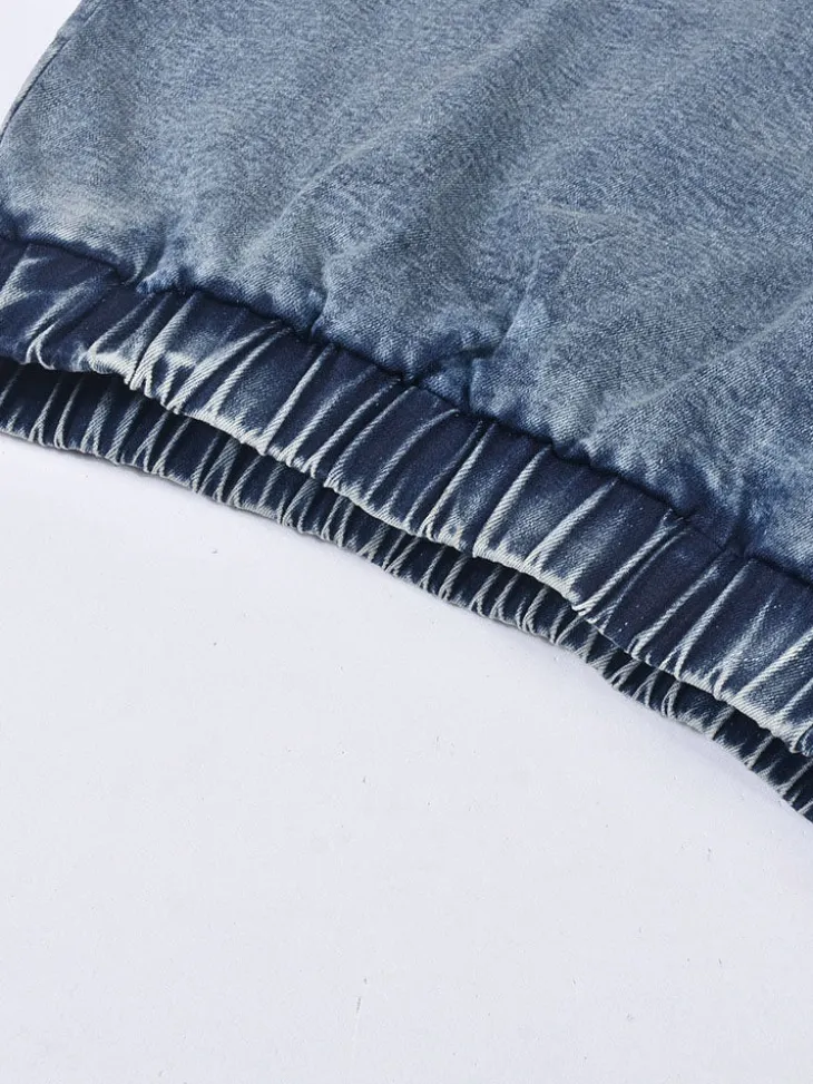 Denim Sleeveless Crop Top Mini Skirts