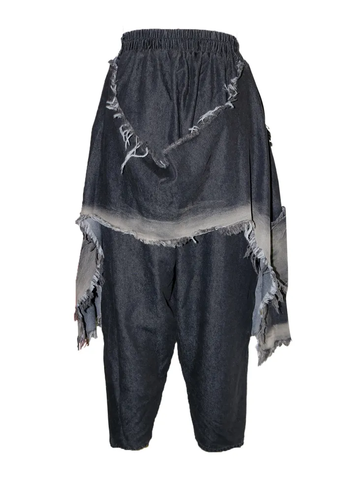 Distressed Denim Harem Pants