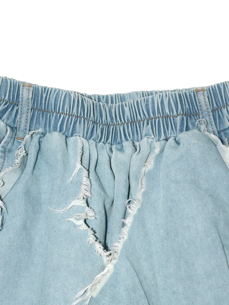 Distressed Denim Harem Pants