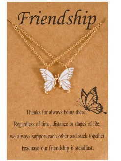 Double Layer Butterfly Pendant Chain Necklaces