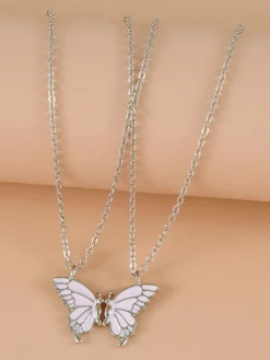 Double Layer Butterfly Pendant Chain Necklaces