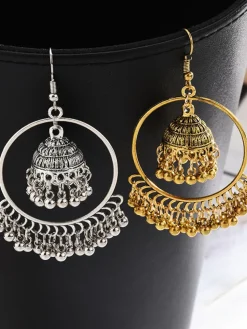 Double Layer Tassel Pendant Earrings