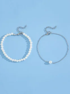 Double-Layered Pearl Anklet Set