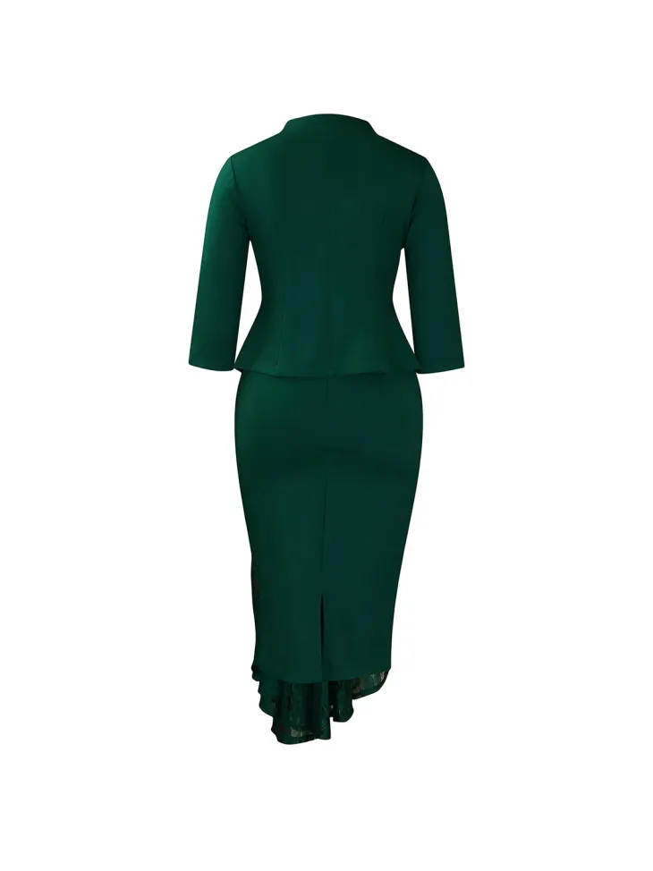Elegant Lace Top Pencil Skirt Set