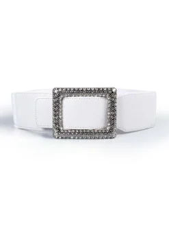Elegant Rhinestone Leather Waist Belts