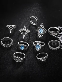 Eleven Piece European Imitation Gem Rings Set