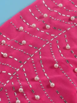 Feather Rhinestone Strapless Mini Dress