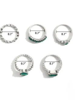 Five Piece Imitation Gem Rings Set