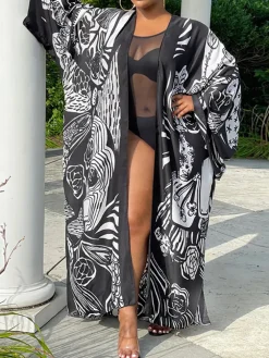 Floral Print Beach Cover-Up Cardigan