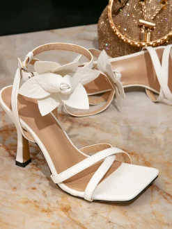 Flower Ankle Strap Heels Sandals
