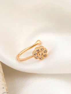 Flower Metal U-Shaped Nose Cuff