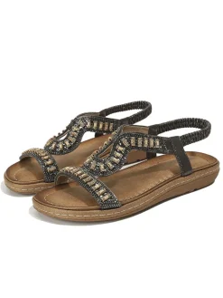 Folk-Custom Rhinestone Flip Flop