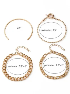 Four Piece Thick Chain Bracelets