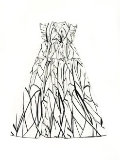 Geometric Print V-Neck Ruffle Hem Maxi Dress